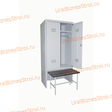 Шкаф гардеробный двухсекционный 2 двери (с нишей для скамьи) 1850*500*600 S-0,5мм - uralbiznesstroi.ru – Екатеринбург