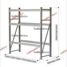 Грузовой стеллаж 2040*600*2500 3 яруса навесных без настила - Складское оборудование для склада и магазина
