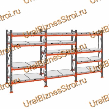Стеллаж с выкатными платформами  2000*5400*1050 4 яруса 24 платформы - uralbiznesstroi.ru – Екатеринбург