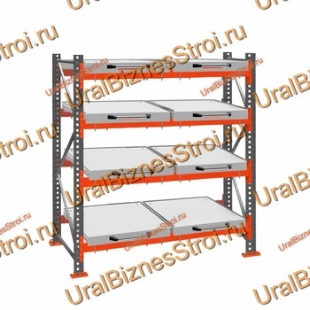 Стеллаж с выкатными платформами  2000*1800*1050 4 яруса 8 платформ - uralbiznesstroi.ru