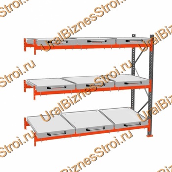 Стеллаж с выкатными платформами дополнительная секция 2500*2700*1050 3 яруса 9 платформ - uralbiznesstroi.ru – Екатеринбург