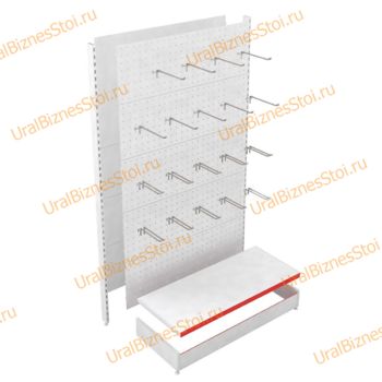 Стеллаж торговые перфорированный 2350*400*900 с крючками - uralbiznesstroi.ru – Екатеринбург