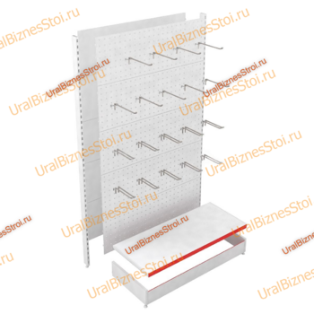 Стеллаж торговые перфорированный 2350*500*600 с крючками - uralbiznesstroi.ru