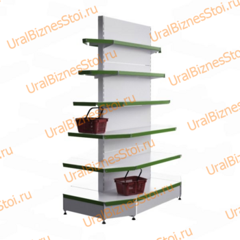 Стеллаж островной с торцевыми полками 2350*400*600 6 полок - uralbiznesstroi.ru – Екатеринбург