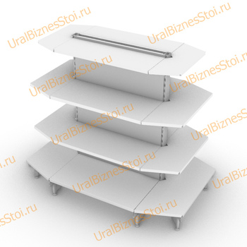 Стеллаж островной с торцевыми полками 2350*500*900 4 полки - uralbiznesstroi.ru – Екатеринбург