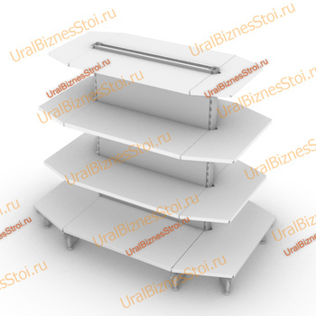 Стеллаж островной с торцевыми полками 1950*300*1200 4 полки - uralbiznesstroi.ru