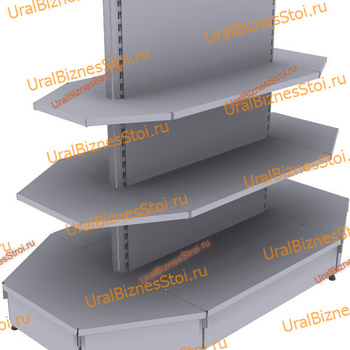 Стеллаж островной с торцевыми полками 1950*400*600 3 полки - uralbiznesstroi.ru