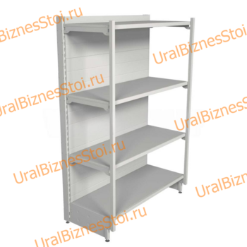 Торговый пристенный стеллаж с передней стойкой 1450*600*600 4 полки - uralbiznesstroi.ru – Екатеринбург