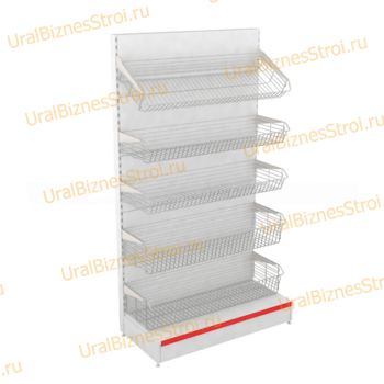 Торговый стеллаж с корзиной 1950*500*900 - uralbiznesstroi.ru – Екатеринбург
