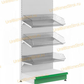 Торговый стеллаж с корзиной 1450*400*1000 - uralbiznesstroi.ru – Екатеринбург