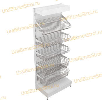 Торговый стеллаж с корзиной 2350*500*600 - uralbiznesstroi.ru – Екатеринбург