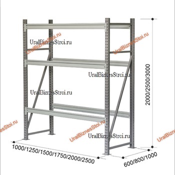 Грузовой стеллаж 2040*800*2000 3 яруса навесных без настила - Складское оборудование для склада и магазина