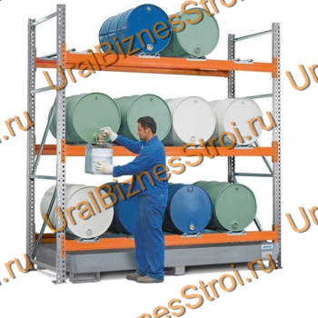 Паллетный стеллаж для бочек 3000*1050*2700 3 яруса 1210 кг на ярус - uralbiznesstroi.ru – Екатеринбург
